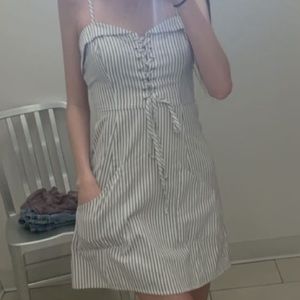 Striped Lace-up Dress